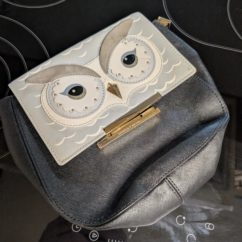 RARE Kate Spade Owl Design Make It Mine Swappable Black and‎ Gray Women's Bag
